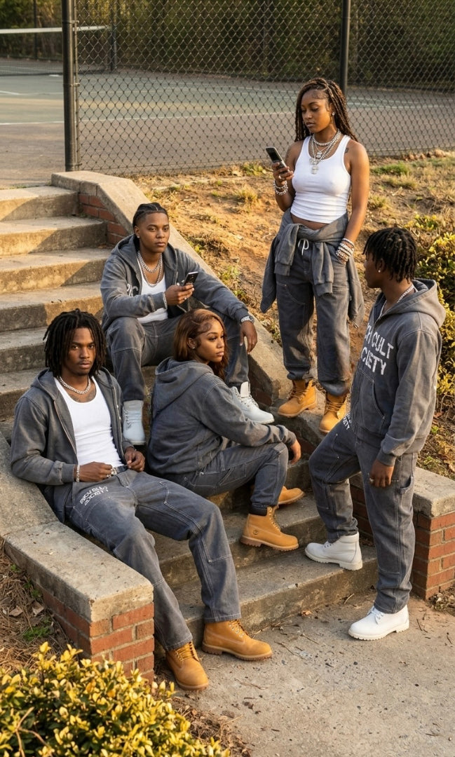 Grey Denim Sweatsuit