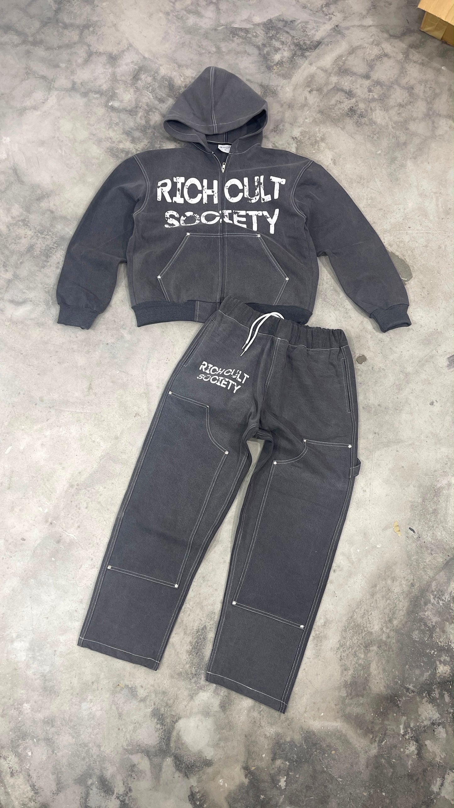 Grey Denim Sweatsuit