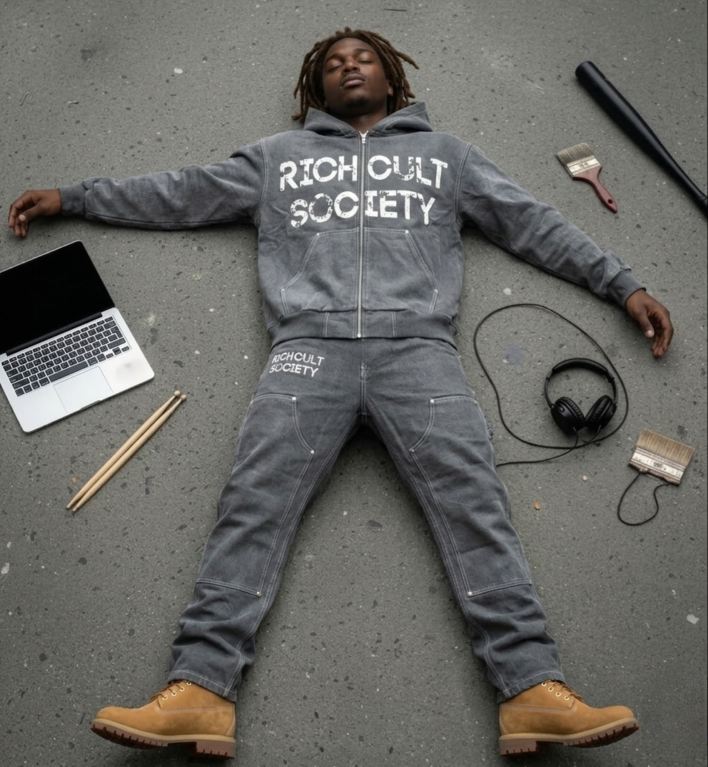 Grey Denim Sweatsuit