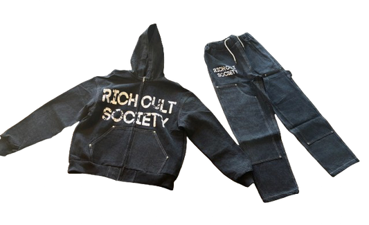 Denim sweat suit
