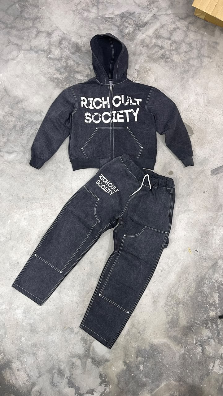 Denim sweat suit