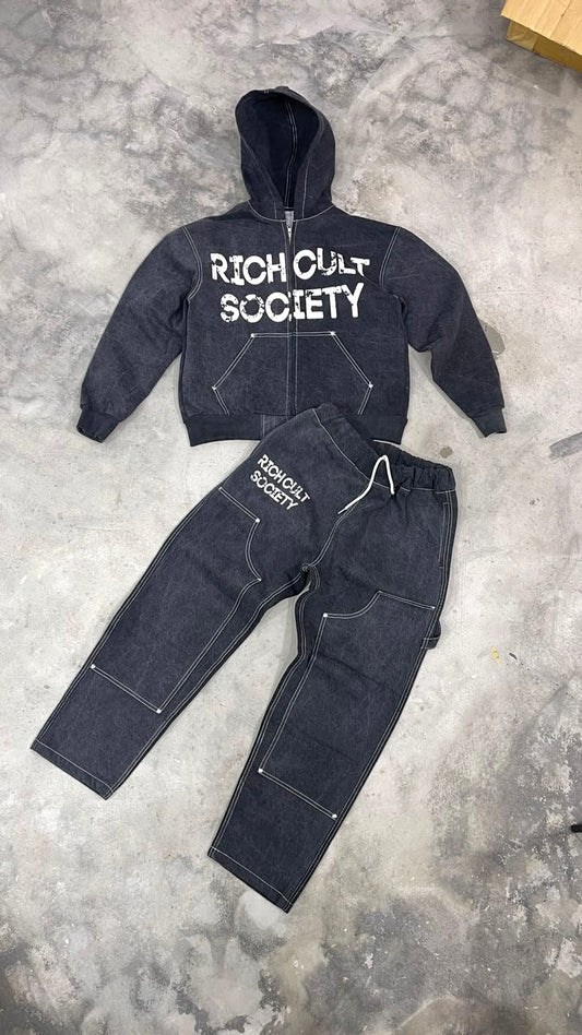 Denim sweat suit